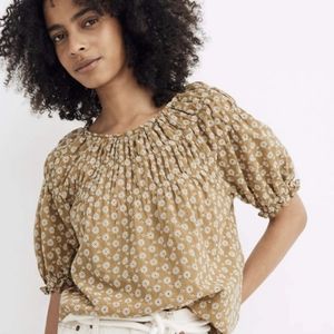 Madewell Daisy Embroidered Shirred Shirt